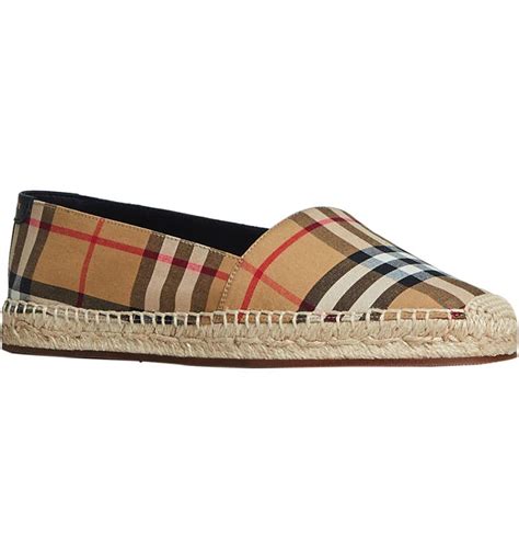 hodgeson check print espadrille flat burberry|Burberry Hodgeson Check Espadrille Flat, Tan .